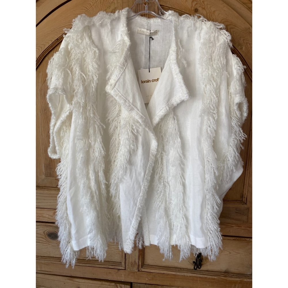 Lorain Croft Linen Fringe Vest OS